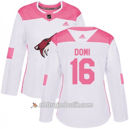 Dame Ishockey Arizona Coyotes Tröja Max Domi 16 Adidas 2017-2018 Vit Rosa Fashion Authentic